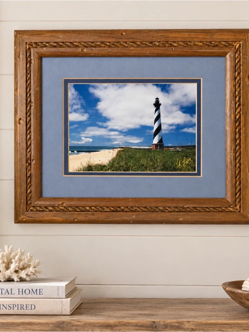 Frank Lord Hatteras Light NC Framed Signed Lighthouse Coastal Photo Print